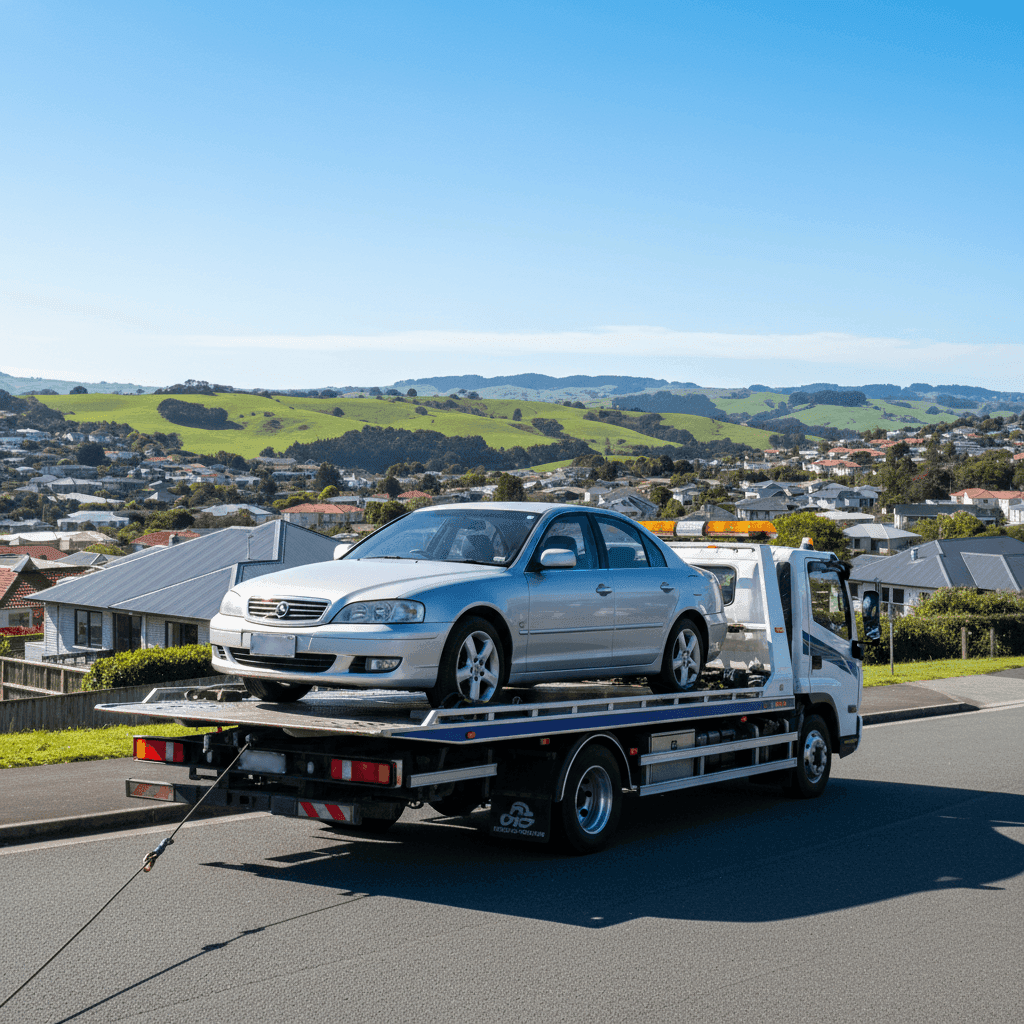Cash for cars Wellington — free car removal tow truck picking up vehicle in Wellington suburb